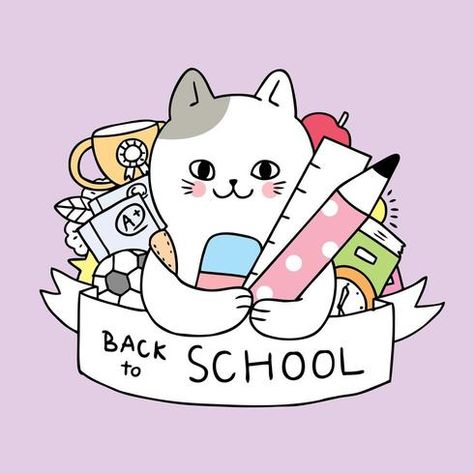 Stationary Cartoon, Cat Stationary, Premium Vector Cartoon, Back School, Cute Funny Cartoons, Cartoon Cute, Funny Cartoons, Premium Vector, Graphic Resources