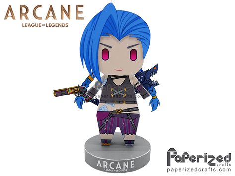 Paperized Crafts: Arcane: Jinx Papercraft Jinx Paper Craft, Arcane Paper Craft, Paperized Crafts, Candle Making For Beginners, Anime Crafts Diy, Legend Drawing, Diy Preschool, Diy Scent, Arcane Jinx