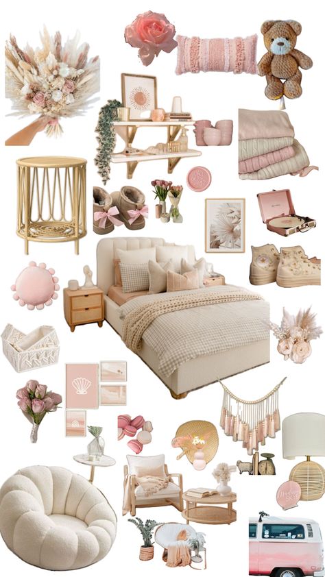 Muted pink boho room design with beige accents and coral colors Girl Teen Room Ideas, Girl Room Ideas Teenagers Aesthetic, Teen Girl Bedroom Mood Board, Pink Teenage Girl Bedroom, Teen Girl Room Aesthetic, Bohemian Teen Bedroom, Pink Boho Room, Cute Teen Girl Bedroom Ideas, Teen Shared Bedroom