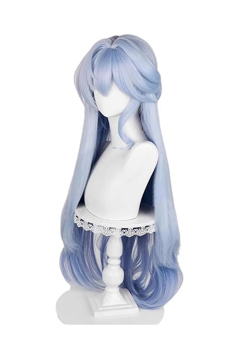 for HSR Robin Cosplay Wig Star Rail Long Blue Roleplay Costume Wigs Synthetic Hair Cute Dyed Hair, Hair Styles Wig, Hair Wig Styles, Blue Hair Wig, Hsr Robin, Oc Hair Ideas, Fantasy Wig, Styled Wigs, Oc Hair