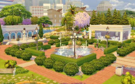 Newcrest Park - The Sims 4 - Via Sims Sims 4 Park, Community Park Design, San Myshuno, Park Ideas, Sims Ideas, Sims 4 House Design, Casas The Sims 4, Sims Building, Sims House Plans