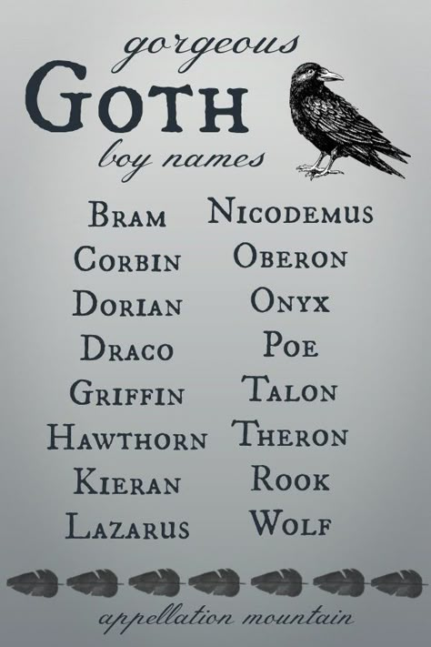 Goth Baby Names, Gothic Names, Fantasy Character Names, Writing Inspiration Tips, Goth Baby, Best Character Names, Fantasy Names, Writing Dialogue Prompts, Aesthetic Names