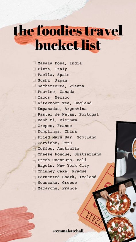 Bucket List Travel Ideas, Cooking Bucket List, Food Around The World, Foods From Around The World, Bucket List Travel, Traveling Around The World, Travel Infographic, Holiday Travel Destinations, Travel Inspiration Destinations