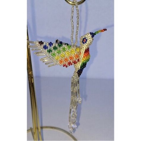 Seed Beads Hummingbird Ornament Spirit of Nature Ornament Rainbow Colors Gay Hummingbird Ornament, Rainbow Colors, Seed Beads, Seeds, Rainbow, Beads, Jewelry Watches, I Love, Accessories Vintage