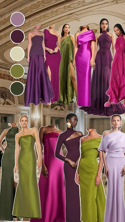 Jewel Tone Wedding Outfits, Jewel Tone Wedding Attire, Wedding Guest Dress Jewel Tone, Dark Jewel Tone Bridesmaid Dresses, Gemstone Bridesmaid Dresses, Gem Tone Bridesmaid Dresses, Jewel Tone Wedding Bridesmaid Dresses, Deep Purple Wedding Theme, Jewel Toned Bridesmaid Dresses