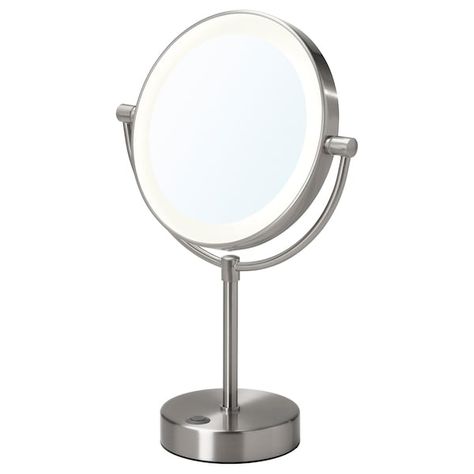 KAITUM Mirror with built-in light, battery operated - IKEA Brimnes Dressing Table, Mirror With Built In Lights, Ikea Lighting, Ikea Godmorgon, Free Mirror, Magnifying Mirror, Album Cover Art, Room Stuff, Pet Bottle