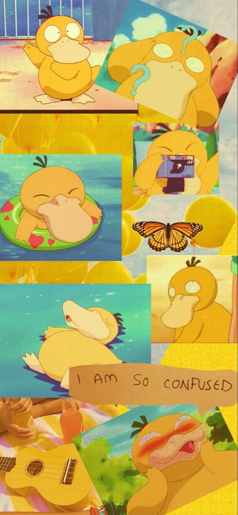 Aesthetic Pokémon Wallpaper, Ditto Wallpaper Aesthetic, Pokemon Wallpaper Psyduck, Pokémon Wallpaper Aesthetic, Pokemon Wallpapers Aesthetic, Pokemon Background Aesthetic, Psyduck Wallpaper Iphone, Yellow Anime Aesthetic Background, Yellow Anime Aesthetic Wallpaper