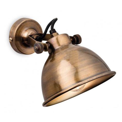 Firstlight 7646AB Mantis Single Light Wall Fitting In Antique Brass Finish | Castlegate Lights Copper Wall Light, Adjustable Wall Light, Wall Spotlights, Industrial Wall Lights, Indoor Wall Lights, Brass Wall Light, Copper Lighting, Industrial Wall, Copper Wall