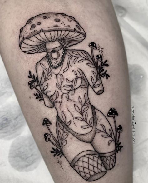 Mushroom Tattoo Ideas, Fall Tattoos, Mushroom Tattoo, Autumn Tattoo, Reference Ideas, Mushroom Tattoos, Tattoo Reference, Creepy Tattoos, Pin Up Tattoos