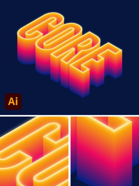 Text Effect Illustrator, Typography Tutorial, Illustrator Typography, Text Tutorial, Adobe Illustrator Tutorial, 3d Isometric, Adobe Illustrator Design, Text Types, Type Illustration