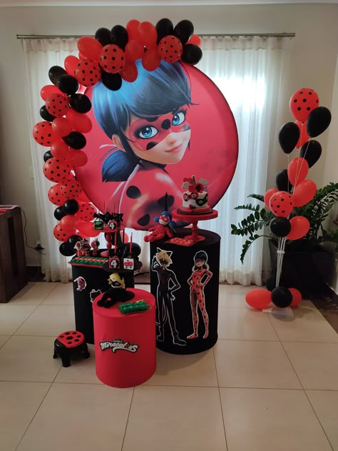 Miraculous Birthday Party Ideas, Miraculous Ladybug Party Ideas, Miraculous Ladybug Birthday Party Ideas, Ladybug Theme Party, Miraculous Ladybug Birthday, Ladybug Birthday Theme, Bug Birthday Cakes, Ladybug Party Decorations, Miraculous Ladybug Party