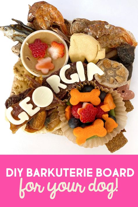 Learn how to make charucuterie for your dog! From our favorite pet products to tips for charcuterie board layout, we've got all the information you need o make your first barkuterie board! Charcuterie Board Layout, Barkuterie Board, Dog Boutique Ideas, Board Layout, Healthy Dog Treats Homemade, Doggie Treats, Pet Treat, Dog Foods, Soft Foods