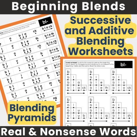 Have you ever had a student say Beginning Consonant Blends sounds in isolation but then had trouble connecting sounds when reading words? Then additive and successive blending is the perfect strategy for them! Blending Worksheets, Successive Blending, Phoneme Blending, Increase Reading Fluency, Phoneme Segmentation, Made Up Words, Decoding Words, Blending Sounds, Blend Words