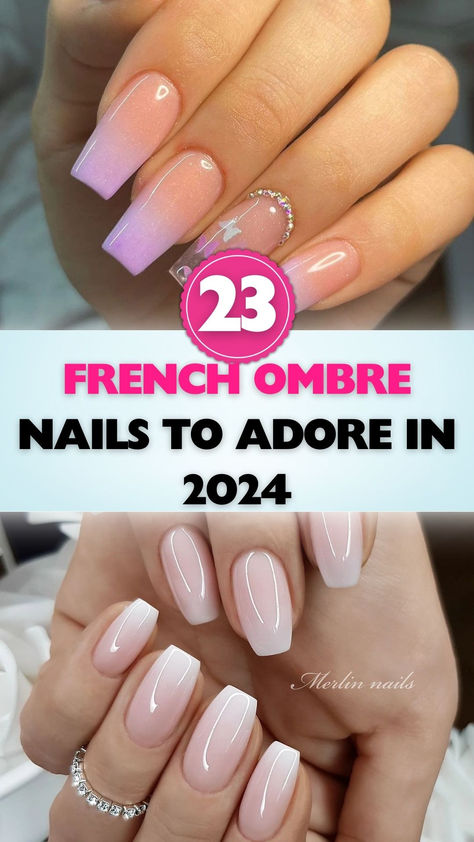 Discover the elegance of French ombre nails with our top picks for 2024. Get inspired for your next manicure! Nails Design Ombre Elegant, Nice Ombre Nails, Acrylic Ombré Nails, Ombre Nails Vacation, Nails Design Ombre, Ombre Nail Ideas Acrylic, Faded French Nails With Art, Wedding Nails Ombre, Ombre French Manicure With Glitter