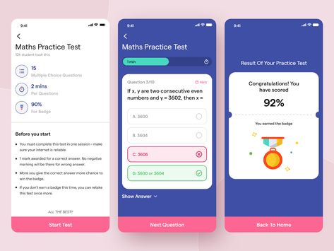 Quiz App Ui Design, Quiz App Ui, Quiz Ui Design, Smart Test, Medical App, Quiz Design, Card Ui, Webdesign Inspiration, Mobile App Ui