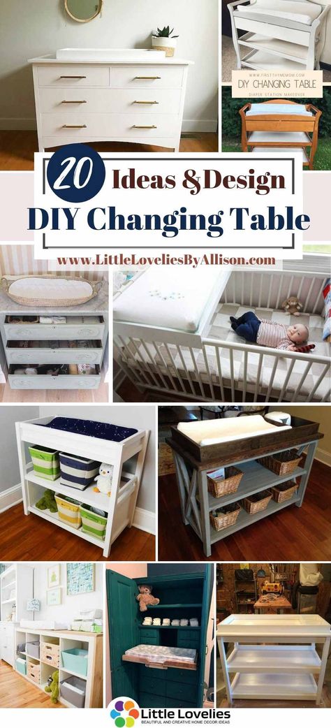 A changing table or changing pad is an elevated platform that allows for easy changing of a baby’s diapers. The right kind of changing table should put you at a comfortable height for all things diaper related, whilst also having compartments to hold the necessary supplies at close reach to you and in an organized manner. While some may argue thata changing table is not an absolute necessity, it makes the chore of #ChangingTable Changing Table Toy Storage, Creative Changing Table Ideas, Dresser To Changing Table Diy, Ikea Change Table Hack, Repurposed Changing Table Ideas, Diy Changing Station, Diy Changing Table Ideas, Diaper Changing Dresser, Changing Table Ideas Repurpose