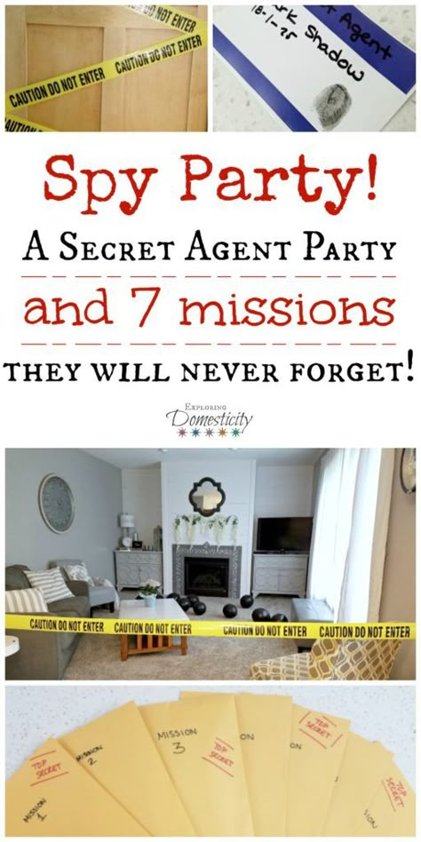 Such a fun idea and right up our alley! Geheimagenten Party, Spy Camp, Spy Birthday Party, Secret Agent Party, Spy Birthday Parties, Detective Party, Escape Room For Kids, Escape Room Ideas, Spy Party