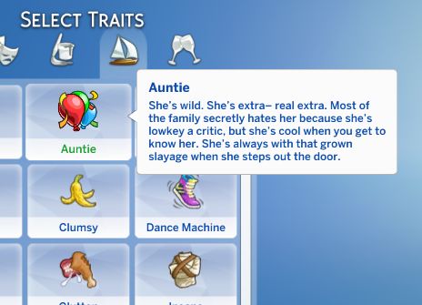 Auntie Trait Ts4 Traits, Sims Animations, Sims 4 Cats And Dogs, Sims Traits, Sims 4 Cheats, 4 Cats, Die Sims 4, Sims 4 Traits, Sims 4 Cas Mods