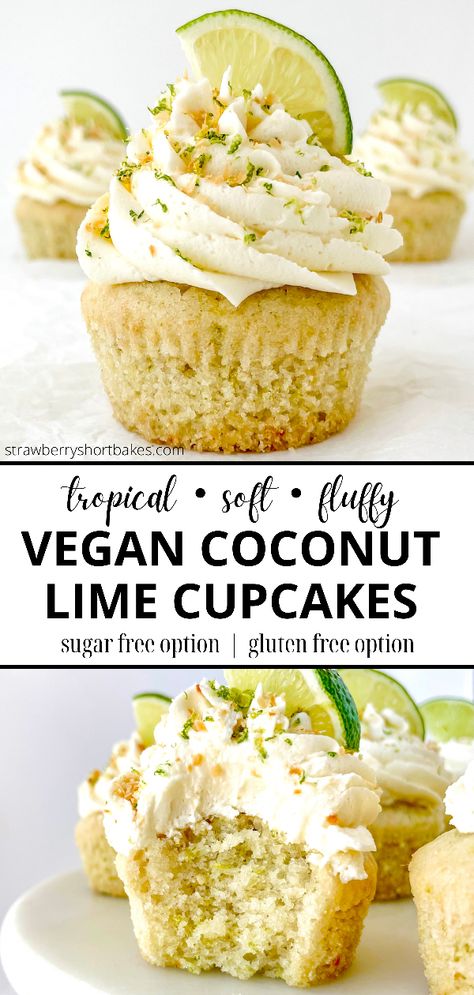 Smooth Buttercream Frosting, Vegan Cupcake Recipes, Smooth Buttercream, Glutenfri Baking, Lime Cupcakes, Vegan Baking Recipes, Gluten Free Cupcakes, Vegan Coconut, Vegan Cake Recipes