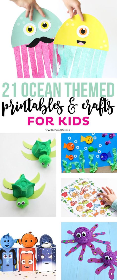 Check out these 21 Ocean Themed Printables and Crafts for Kids! These will be great for an ocean themed party! Ocean Themed Crafts, Ocean Themed Party, Quick Projects, Ocean Theme Party, Simple Crafts, Sea Crafts, Ocean Crafts, Quick Crafts, Crafts For Kids To Make