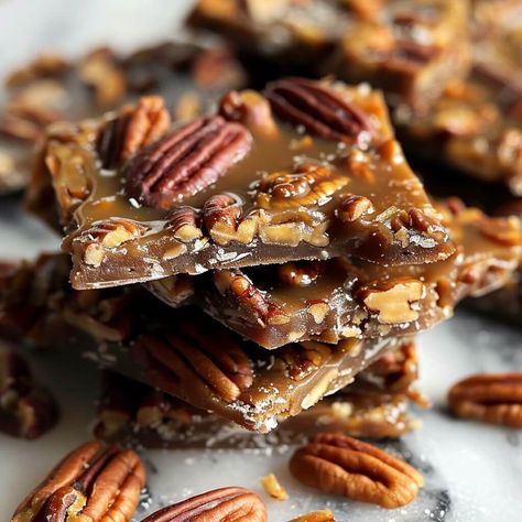 Pecan Pie Bark Pecan Bark Recipe, Pecan Pie Bark Recipe, Pecan Bark, Pecan Pie Bark, Hamburger Potato Casserole, At Home Recipes, Cooking At Home, Bark Recipe, Dessert Salads