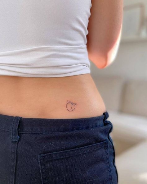 Tiny Peach Tattoo, Peach Tattoo, Petite Tattoos, Bar Interior Design, Art Apps, Fine Line Tattoos, Tattoo Placement, Line Tattoos, Piercing Tattoo