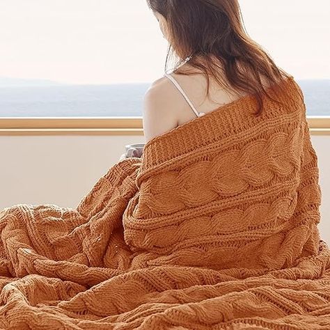 Amazon.com: Bedsure Cable Knitted Throw Blanket for Couch, Chenille Chunky Knit Throw Blanket - Soft and Cozy Beige Throw Blanket for Winter, Throw (50" x 60") Caramel Throw Blanket, Light Brown Throw Blanket, Warm Brown Throw Blanket, Rust Knit Blanket, Cozy Blanket Yellow, Cable Knit Throw Blanket, Beige Throws, Blankets For Winter, Chunky Knit Throw Blanket