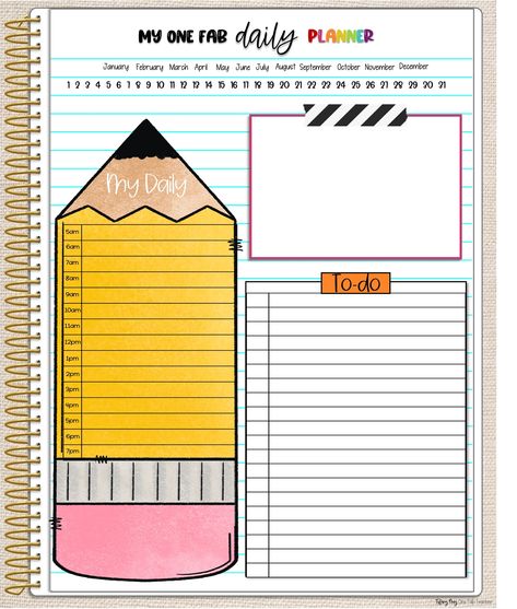 My One Fab Daily Planner – One Fab Teacher Teacher Planner Pages, Teacher Journal, Printable Day Planner, Teacher Lifestyle, Capstone Project Ideas, Planner Diario, Health Teacher, Prek Teacher, Teacher Appreciation Gifts Diy