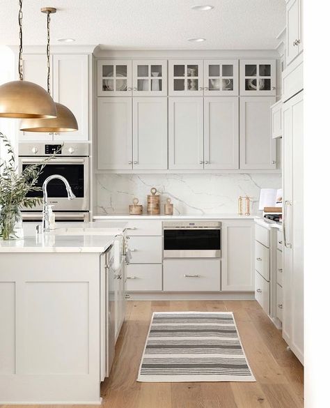 Maison Blonde on Instagram: “Ok, how perfect is this kitchen by @briahammelinteriors ?! So clean. Photography: @spacecrafting_photography…” Grey And White Oak Kitchen, Speed Oven Under Counter, Bria Hammel Interiors, Bria Hammel, Worldly Gray, Beverage Ideas, Light Grey Kitchens, Build Inspiration, Kitchen Design Modern White