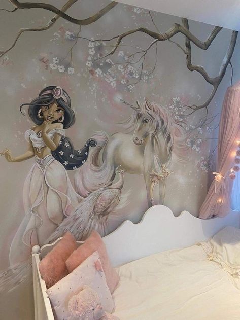 Enchanted Forest Kids Room, Jasmine Wall, Forest Kids Room, Cinderella Room, Disney Mural, Princess Nursery, Kids Room Murals, Baby Room Themes, Kids Room Paint