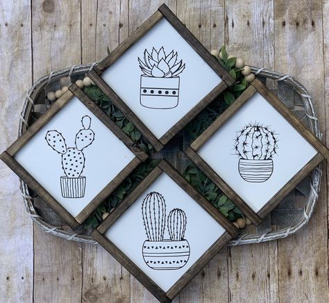 Farmhouse Decor Signs, Cactus Wood, Signs With Quotes, Cuadros Diy, Cactus Diy, Diy Rustic Decor, Southwest Decor, Cactus Decor, Decor Signs