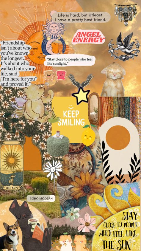 Friendship Yellow Mood Board, Keep Smiling, Life Is Hard, Modern Boho, Mood Boards, Mood Board, Best Friends, Feelings, Yellow