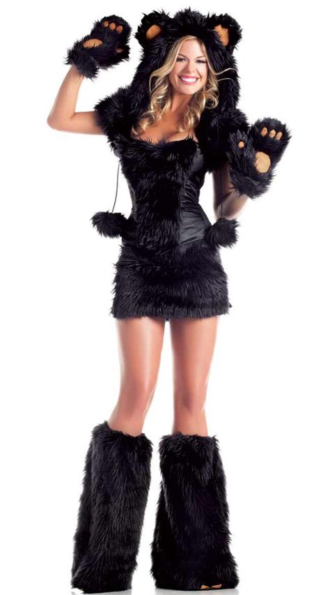 Black Beauty Bear ❤️ Hoodie Corset, Teddy Bear Costume, Wicked Costumes, Cheap Halloween Costumes, Bear Halloween, Bear Costume, Back Skirt, Clubwear For Women, Costume Collection