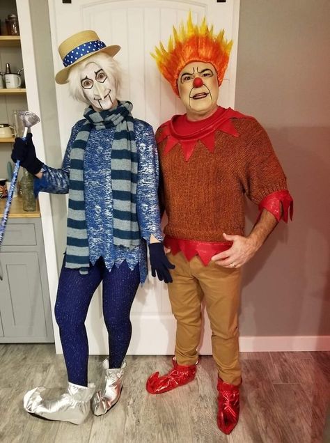 Heat miser and snow miser Christmas Duo Costumes, Christmas Couple Costumes, Heat Miser Costume, Adult Costumes Couples, Winning Halloween Costumes, Kids Christmas Costumes, Heat Miser And Snow Miser, Funny Couples Costumes, Mens Christmas Costumes