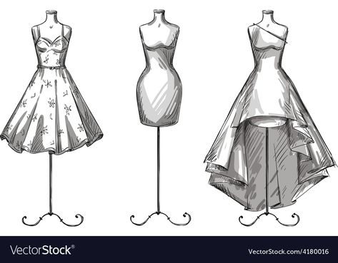 Mannequin Drawing, Party Dresses With Sleeves, Dress Vector, Fashion Vector, Mannequin Art, Fashion Drawing Sketches, Dress Illustration, Wreath Drawing, Everyday Art