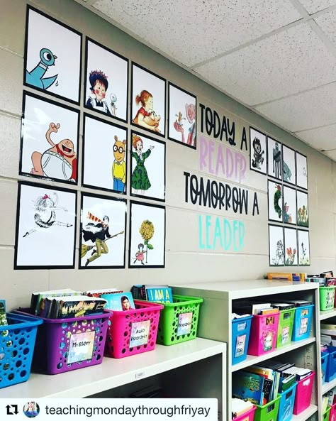 5,769 Likes, 88 Comments - Mrs. Swafford 🍎✏️📚 (@theclassyclassroom) on Instagram: “This classroom library from @teachingmondaythroughfriyay gives me all the feels with the storybook…” Classroom Library Organization, Classroom Decoration Ideas, Classroom Goals, Class Library, Library Organization, Classroom Makeover, Classroom Quotes, Elementary Classroom Decor, Storybook Characters