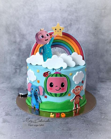 Cocomelon Cake Ideas For Boy, Bday Cake For Boys Kids, Cocomelon Birthday Cake Boy, Coco Melon Theme Cake, Kids Cake Ideas Girl, Cocomelon Birthday Cake Girl, Cake Designs Birthday Kids Boy, Boys Cake Design, Coco Melon Cake Ideas