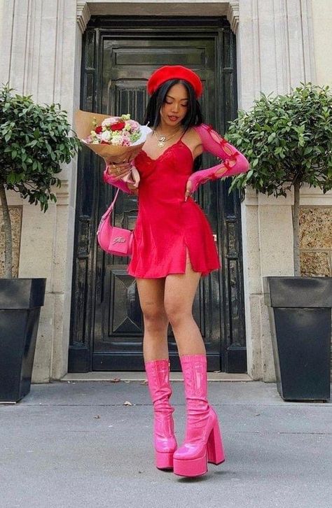 Pink Boots Outfit, Maximalist Outfit, Maximalist Outfits, Pretty Princess, Pink Boots, Fashionista Style, Valentines Outfits, Beauty Dress, Cute Anime