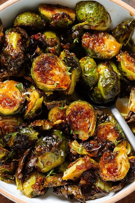 Brussel Sprouts On The Stalk, Brussel Sprouts Marinated Overnight, Bacon Honey Brussel Sprouts, Make Ahead Brussel Sprouts Thanksgiving, Yummy Brussel Sprout Recipe, Brussels Sprouts Recipe Air Fryer, Brussel Sprout Thanksgiving, Baby Brussel Sprouts Recipes, Marinated Brussel Sprouts Overnight