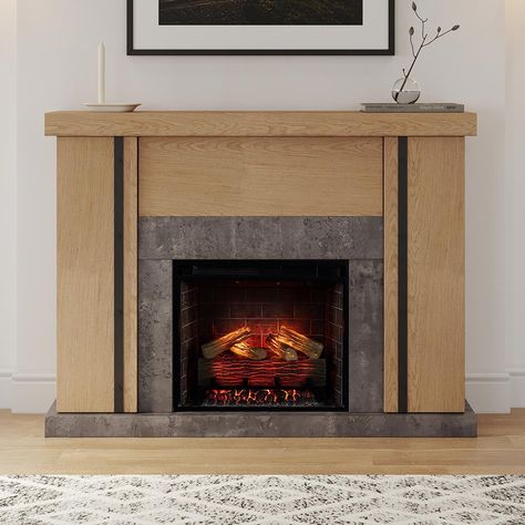 Indoor wood burning fireplace