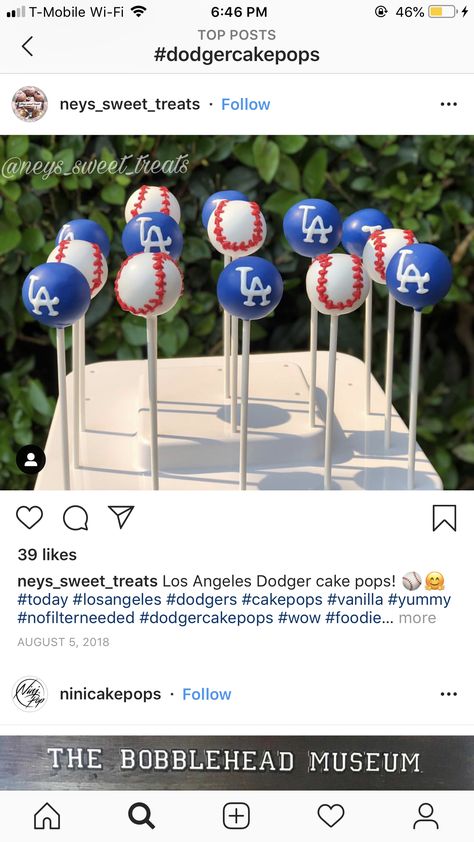 Dodgers Cake Pops, Dodgers Cake, Baseball Party, Baseball Birthday, Cake Pop, 10th Birthday, 8th Birthday, 7th Birthday, Bobble Head