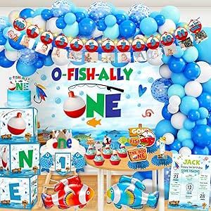 O’fishally One Birthday Party, Ofishally One Birthday Decorations, Oh Fishally One Birthday, O Fish Ally One Birthday, Ofishally One Birthday, Lights Backdrop, Fishing Party Decorations, Gone Fishing Party, Birthday Decoration Items