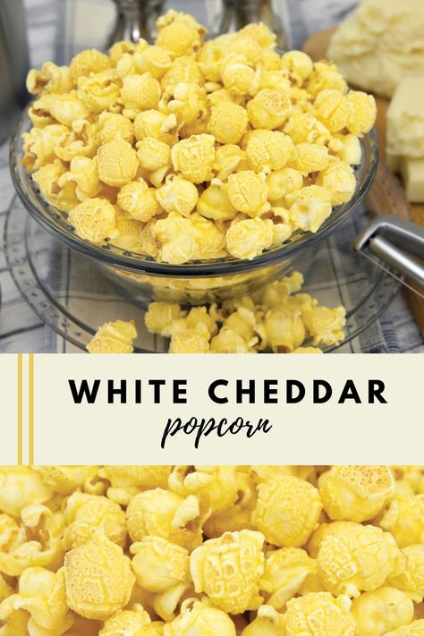 Our special blend of creamy white cheddar coats every inch of our fluffy white popcorn, so no bite lacks in cheesiness. Leaving your mouth in a state of complete and utter elation. Gourmet Popcorn Recipes Savory, Homemade Popcorn Seasoning, Popcorn Flavours, Cheesy Popcorn, Flavored Popcorn Recipes, Bubbles Party, Popcorn Balls Recipe, Popcorn Recipes Easy, Popcorn Flavors