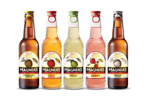 The fresh new Magners cider packaging. Apple Cider Drinks Alcohol, Legal Branding, Magners Cider, Cider Packaging Design, Cider Label Design, Cider Can Design, Maple Syrup Packaging Design, Cider Branding, Cider Label