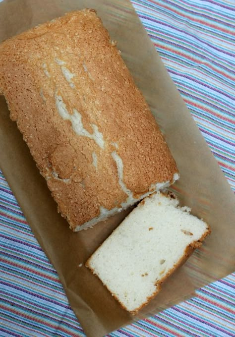 Angel Food Cake in a loaf pan Angel Food Cake Loaf, Mini Angel Food Cake, Cake In A Loaf Pan, Homemade Angel Food Cake, Cake Loaf, Mini Angel, Small Batch Baking, Kitchenaid Mixer, Dessert For Two