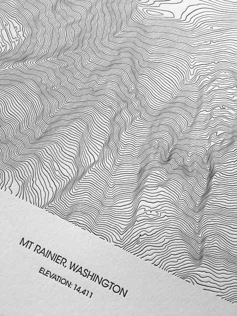 Mount Rainier Letterpress Topographic Map Washington Wall | Etsy Topographic Map Art, Mt Rainer, Logos Ideas, Contour Line, Contour Map, Topo Map, Map Gifts, December 2022, Illusion Art