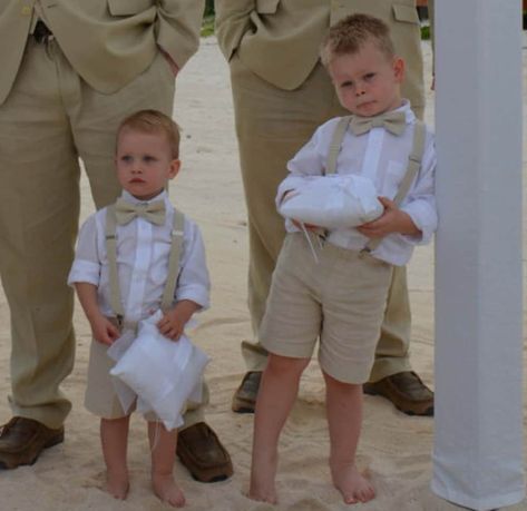 Ring Bearer Suits and Boys' Wedding Outfits | Boys Wedding Suits Boys Linen Pants, Rustic Wedding Ring Bearer, Wedding Ring Bearer Outfit, Baby Boy Linen, Ring Bearer Suit, Beach Wedding Suits, Wedding Outfit For Boys, Suspenders For Boys