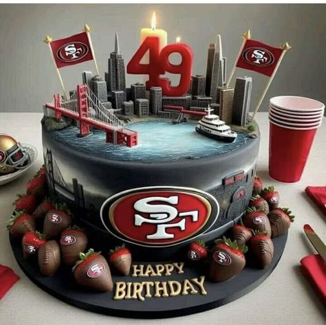 49ers Football Party, San Francisco 49ers Cake, 49ers Birthday Party, 49ers Birthday, 49ers Cake, Nfl Cake, Jack Daniels Cake, Halloween Class Party, Grinch Christmas Party