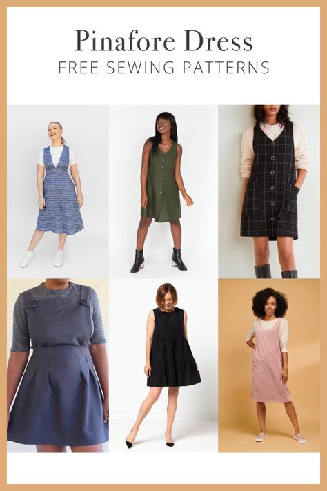 10 Free Pinafore Dress Patterns That Are So Cute! - Sage&Lilac Free Pinafore Dress Pattern, Pinafore Dress Pattern Free, Diy Pinafore Dress, Beginner Dress Pattern, Free Pinafore Pattern, Pinafore Sewing Pattern, Pinafore Dress Pattern, Elegant Bodysuit, Sewing Patterns For Women