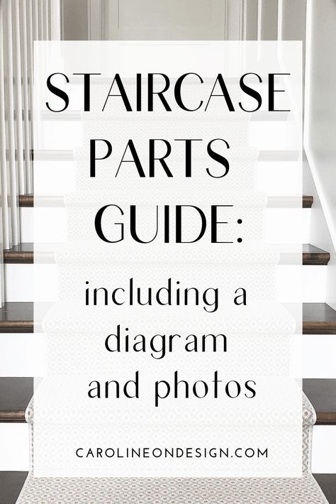 Your Guide to Staircase Parts: Diagram + Photos | Caroline on Design Stairs Diagram, Parts Of A Staircase, Stair Moulding, Foyer With Stairs, Stair Layout, Entryway Stairs, Design Diagram, Mediterranean Interior Design, Parts Of Stairs